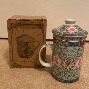 Porcelain Steeping Tea Mug with infuser and lid